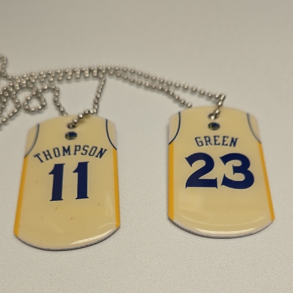 Golden State Warrior Jersey Number Dogtag Necklaces. Green And Thompson - Picture 2 of 3